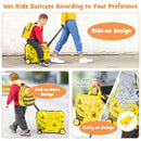 Kids 2 PC luggage set featuring a 45.72cm ride-on suitcase and 30.48cm backpack with bee patterns for easy travel.