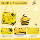Kids 2 PC luggage set featuring a 45.72cm ride-on suitcase and 30.48cm bee-themed backpack, perfect for travel and.