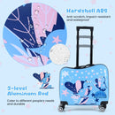 Colorful 18" hardshell suitcase with spinner wheels and a 12" backpack, perfect for kids' travel adventures.