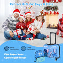 Kid luggage set featuring an 18" ride-on suitcase and a 12" backpack, perfect for travel adventures and organized.