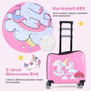 Ride-on 18" hardshell suitcase in pink with unicorn design, featuring spinner wheels and durable ABS material for kids'.