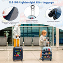 Kids luggage set featuring a blue suitcase with 4 universal wheels, telescopic handle, and waterproof material for.