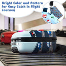 Kids luggage set featuring a blue suitcase with colorful car patterns, perfect for travel and easy identification.