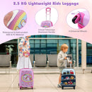 Lightweight pink kids suitcase with 4 universal wheels and adjustable handle, perfect for travel essentials.