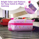 Kids' pink suitcase from the 5-piece luggage set, featuring bright colors and patterns for easy identification during.