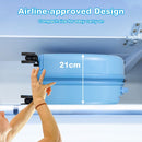 Compact 14” blue kids carry-on suitcase with compact dimensions, perfect for travel and easy to carry on.