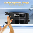 Compact 14” black hardside suitcase showing compact dimensions, ideal for kids' travel with easy carry-on.