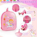 Adorable pink kids backpack with adjustable straps, elastic band, and 2-way zippers, perfect for travel.