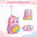 3 Piece Unicorn Rolling Backpack, Lunch Bag & Pencil Case Set