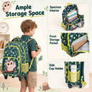 Rolling backpack set for kids featuring a spacious interior, front pocket, and side cup holder for organized storage.