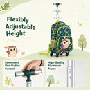 Owl-themed rolling backpack set for kids with adjustable height, lunch box, and pencil case for organized travel.