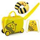 Cute yellow headrest from the 3-piece kids luggage set provides cozy support for little travelers during trips.