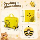 Yellow 3-piece kids carry-on luggage set includes a 40 cm suitcase, backpack, and headrest for comfortable travel.