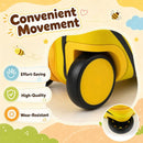 Wear-resistant wheels on the yellow kids carry-on luggage set ensure convenient movement for young travelers during trips.