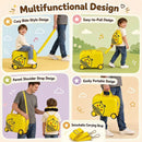 Kids carry-on luggage set in yellow featuring a 40 cm suitcase, backpack, and headrest for comfortable travel.
