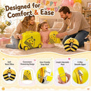 3-piece kids carry-on luggage set in yellow includes a suitcase, backpack, and headrest for comfortable travel.