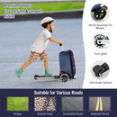 Kids' blue and white 2-in-1 skateboard luggage with lighted wheels, perfect for outdoor adventures and travel.