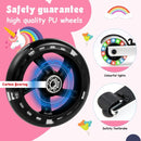 Close-up of high-quality PU wheels with colorful lights for the 2-in-1 kids luggage scooter, ensuring a fun travel.