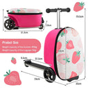 2-in-1 pink and white skateboard luggage with lighted wheels, designed for kids, featuring ample storage for toys and.