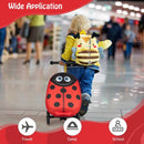 Kid's 2-in-1 skateboard luggage in red with lighted wheels, perfect for travel, school, and outdoor adventures.