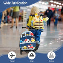 Colorful 2-in-1 skateboard luggage for kids with lighted wheels, ideal for travel, school, and camping adventures.