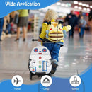 Kids' 2-in-1 skateboard luggage with lighted wheels, featuring a shark pattern, perfect for travel and outdoor.