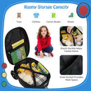 2-in-1 skateboard luggage for kids with ample storage, featuring lighted wheels and a cute shark pattern for outdoor.