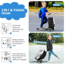 2-in-1 skateboard luggage for kids with lighted wheels, featuring a cute shark design and ample storage for travel.