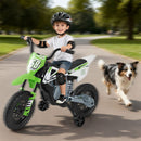 12V Kids Motorcycle with Training Wheels and Spring Suspension - Green - product detail 1