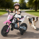 12V Kids Motorcycle with Training Wheels and Spring Suspension - Pink - product detail 11