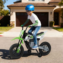 12V Kids Motorcycle with Training Wheels and Spring Suspension - Green - product detail 1