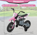 12V Kids Motorcycle with Training Wheels and Spring Suspension - Pink - product detail 15