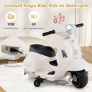 Licensed Vespa Kids' Ride-On Motorcycle with LED Headlight and Horn Sound - White - product detail 2