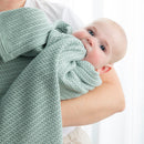 Living Textiles Sage cotton cellular blanket view 3