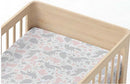Lolli Living Forest Friends cotton cot fitted sheet with grey and blush woodland animal print; cot not included