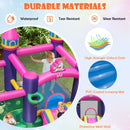 Ball pit and basketball play area on inflatable bounce house