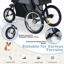 3-wheel pet stroller with 30 cm front and 40 cm rear inflatable rubber wheels, ideal for all-terrain use and easy.