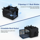 Folding soft dog crate with 2 openings, extendable mesh basket, and durable 600D Oxford fabric for travel convenience.