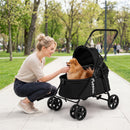 Low-Entry Folding Pet Stroller with One-Step Brake
