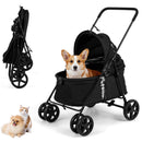 Low-Entry Folding Pet Stroller with One-Step Brake