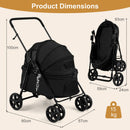 Low-Entry Folding Pet Stroller with One-Step Brake