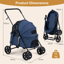 Low-Entry Folding Pet Stroller with One-Step Brake