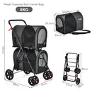 4-in-1 double pet stroller in black with detachable carriers, designed for easy transport and outdoor adventures with.