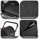 4-in-1 double pet stroller in black with detachable carriers, waterproof oxford cloth, and convenient side pocket for.