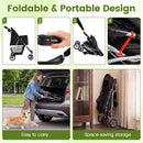 Foldable 3-wheel pet stroller in black for small dogs and cats, featuring easy storage and portability for outdoor.
