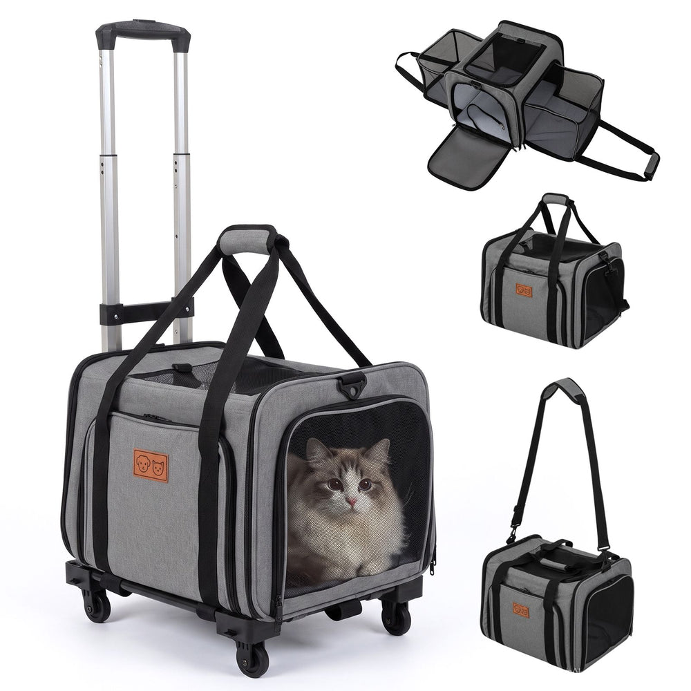 Expandable Rolling Pet Carrier with Telescopic Handle