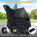 Double pet stroller in black with adjustable sunshade, breathable mesh, and zippered door for comfortable pet outings.