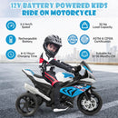 12V Kids' Ride-On Motorcycle with Headlight and Horn - Blue - product detail 6