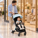 Rever Bebe Joy stroller in blue — boutique shopping lifestyle scene