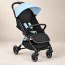 Rever Bebe Joy stroller in Blue, three-quarter view on a light taupe studio background